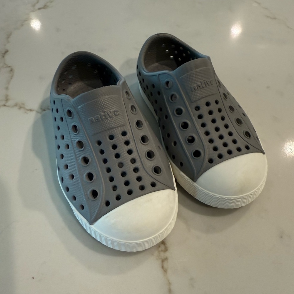 Native Gray and White Water Shoes with Perforated Design
